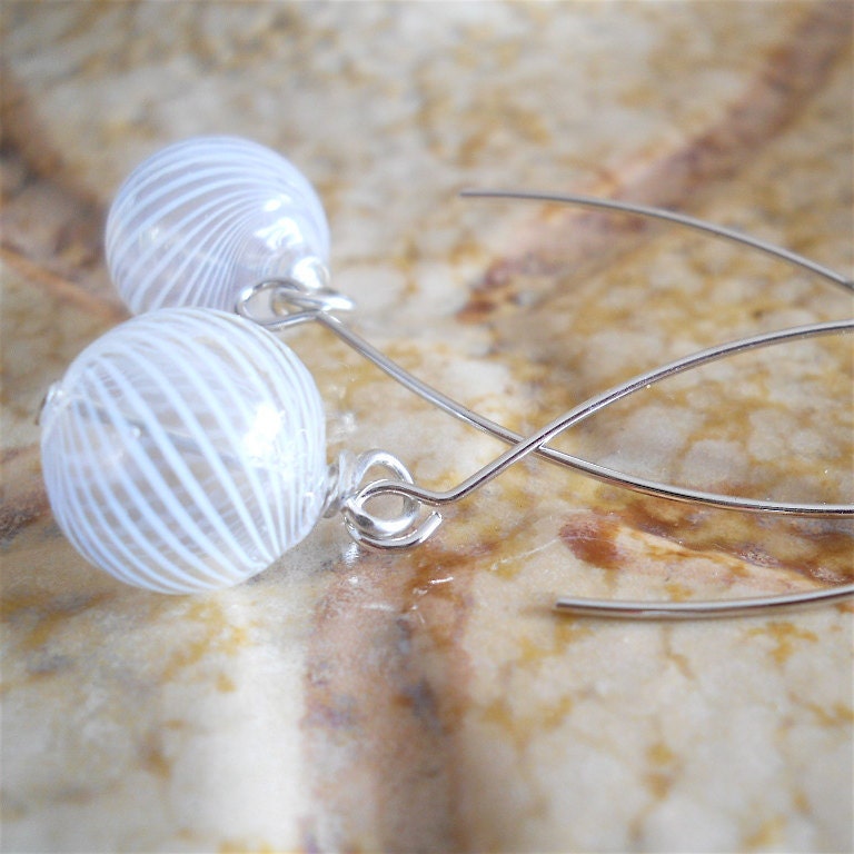 A Minimalist's  Favorite Earrings with Glass Balls on Matte Gold or  Matte Silver