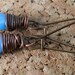 TURQUOISE Blue  Faceted Marquise Glass and Copper Wire Wrapped Earrings.