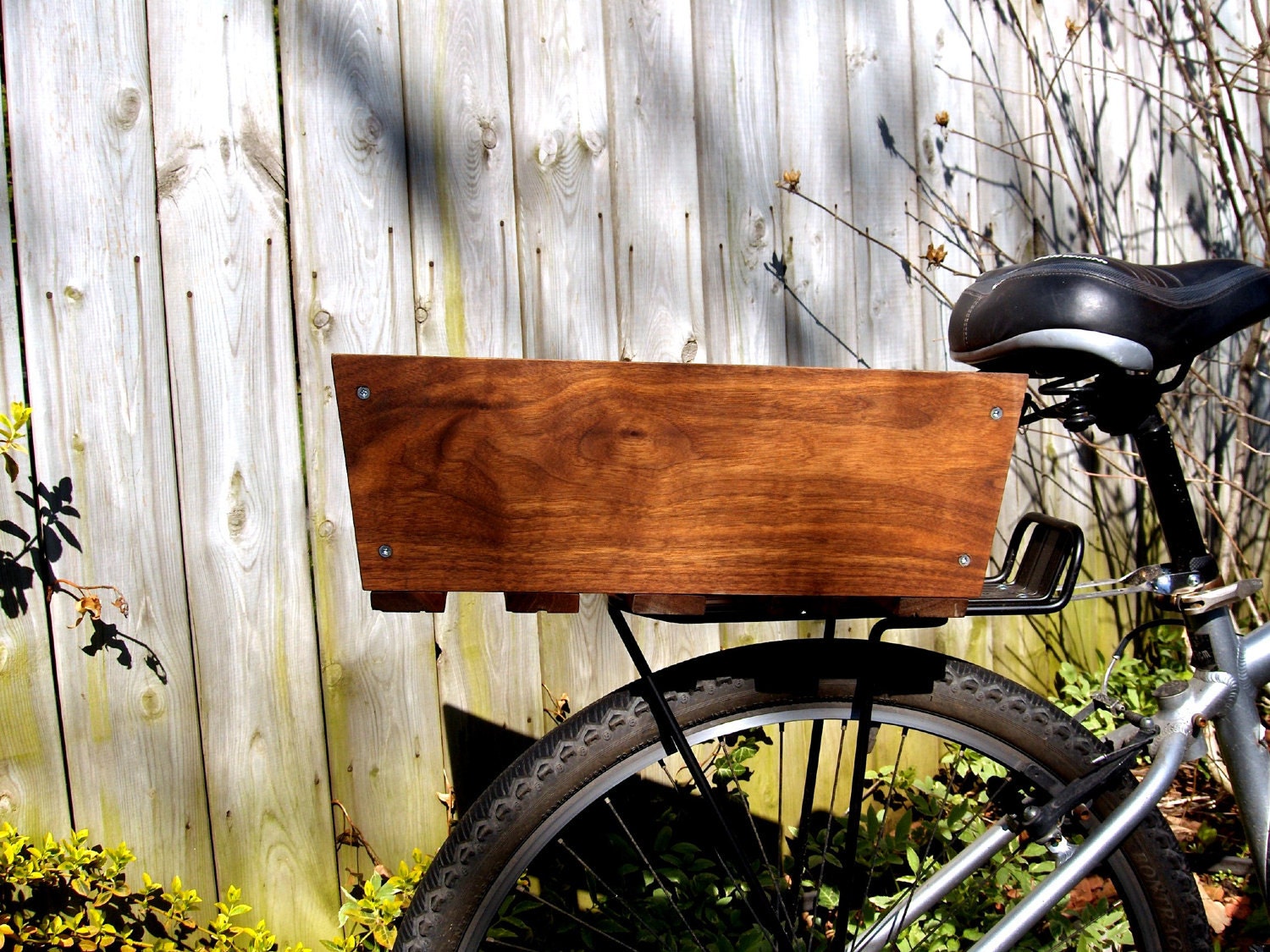 Wooden bike basket