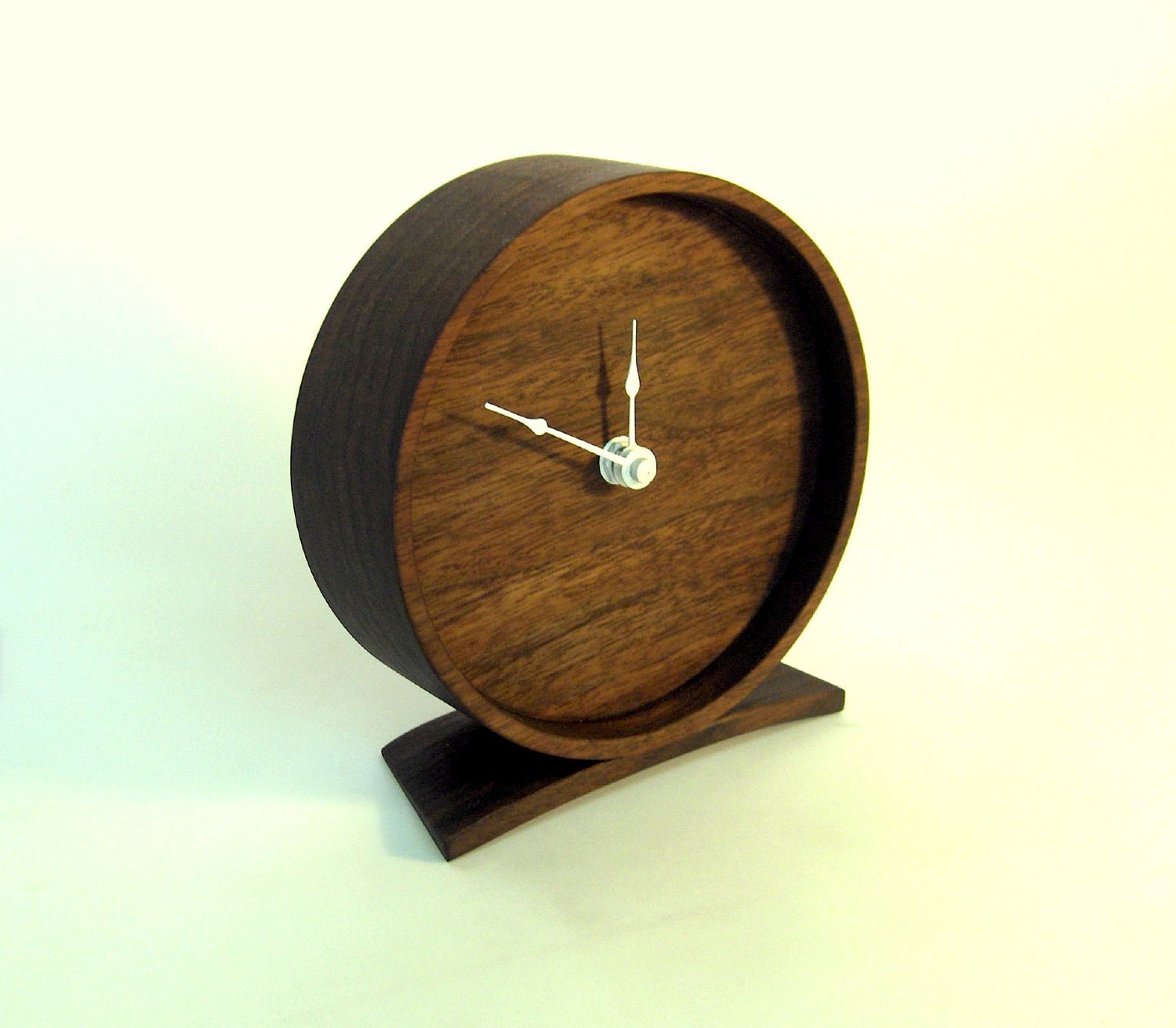 Wood Clock - Solid walnut with black or white clock hands