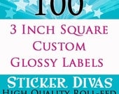 100 Custom Glossy 3 Inch Square Labels Printed with Roll Fed Primera Label Machine