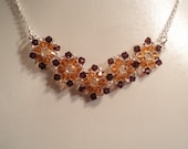 Burgundy and topaz snow flake swarovski crystal necklace