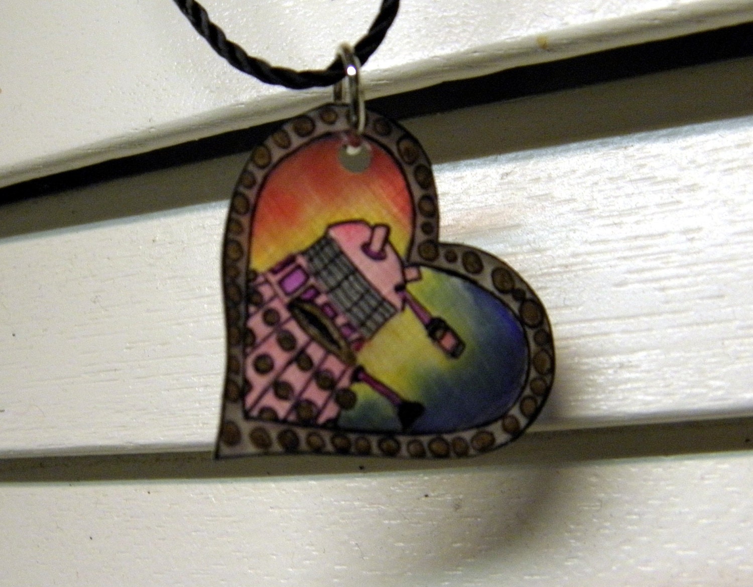 Translucent Dalek Rainbow Love Heart Pendant or Ornament