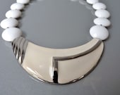 Vintage Trifari off white enamel pendant necklace