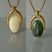 Vintage Trifari cream and green pendant necklace
