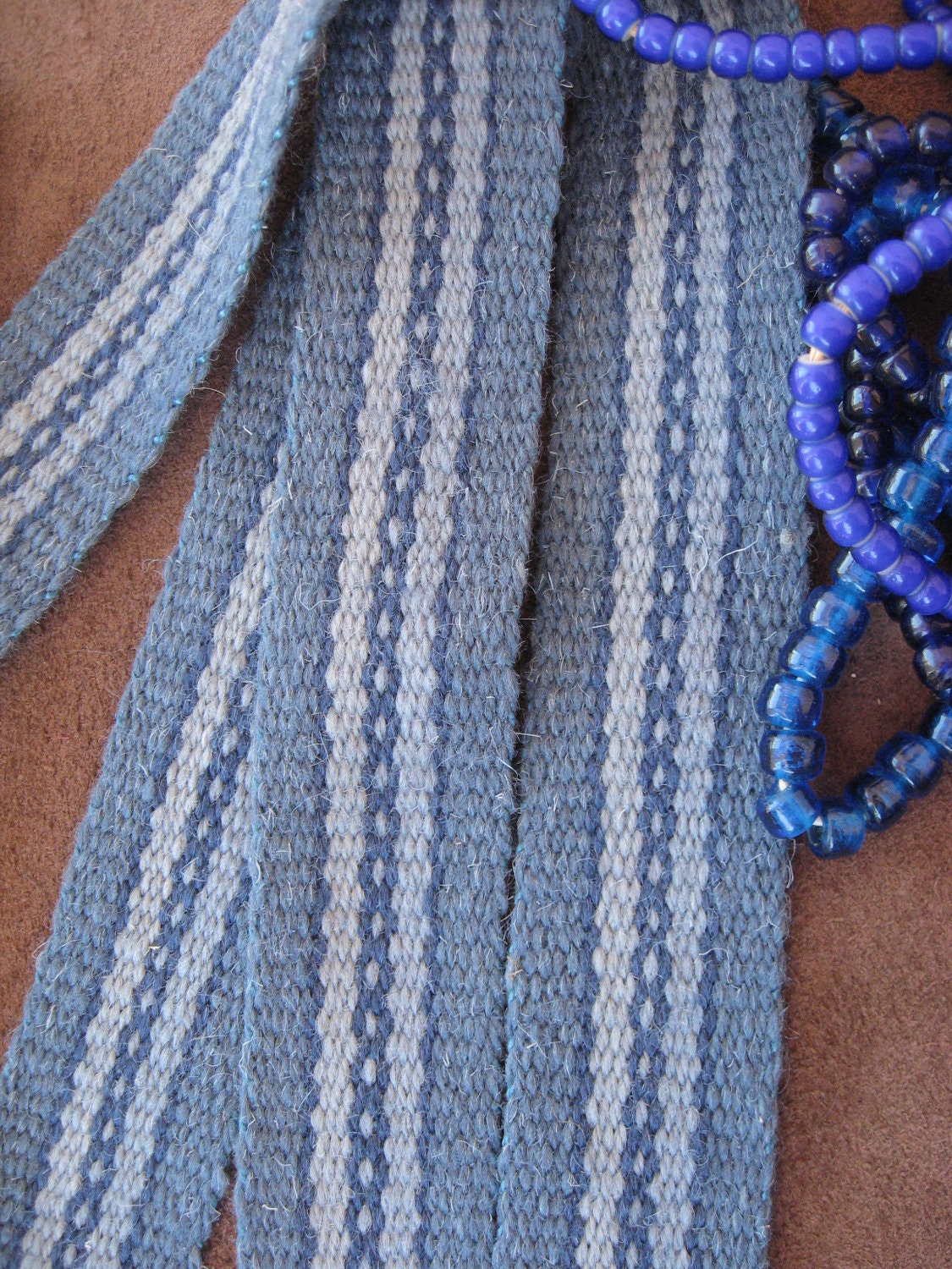 Indigo Blue Woven Wool Ladies Sash or Strap