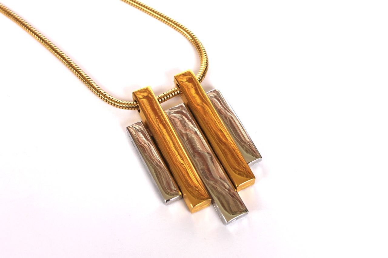 Vintage Honey Gold 80s Art Deco Inspired Necklace