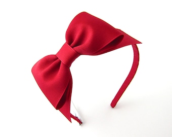 Red Bow Headband Snow White Costume Prop Pretend Play Dark Red