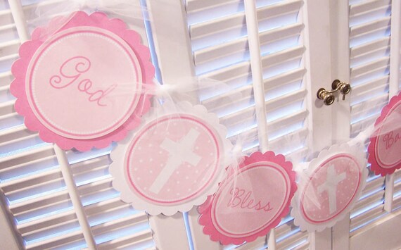 Baptism Banner - Christening Banner - Blessings BANNER -  Holy Communion - Boy and Girl - Party Decorations - Color Scheme Choices