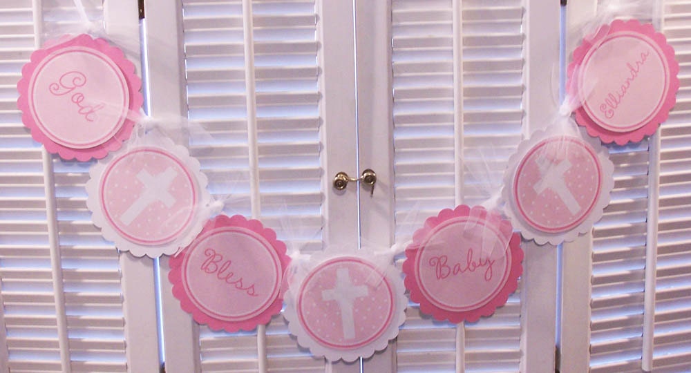 Baptism Banner - Christening Banner - Blessings BANNER -  Holy Communion - Boy and Girl - Party Decorations - Color Scheme Choices