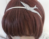 Steampunk Sparrow Headband- Metal Bird Headband- Silver Bird