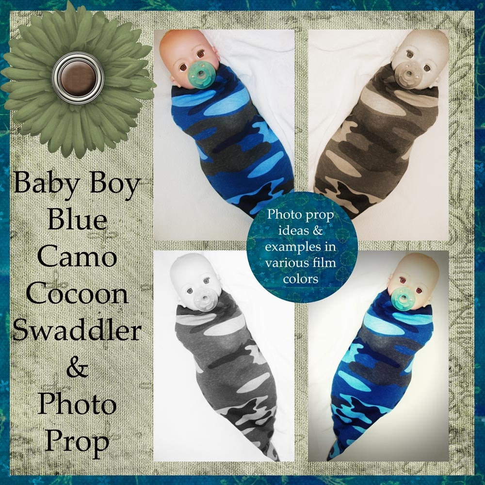 Baby Boutique Baby Boy Blue Camo Design Swaddle Tot Baby Cocoon - FREE SHIPPING in US