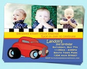 Car Birthday Boy Invitations Racing Blue Printable Party