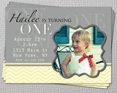 Birthday Invitation Printable Modern Girl First Year Birthday Party Digital Design
