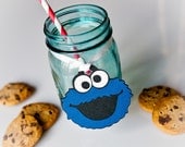 Cookie Monster Birthday Favor Tag Sesame Street Gift Tags Set of 12