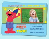 Elmo Birthday Pool Party Invitations Sesame Street Swim Il_170x135