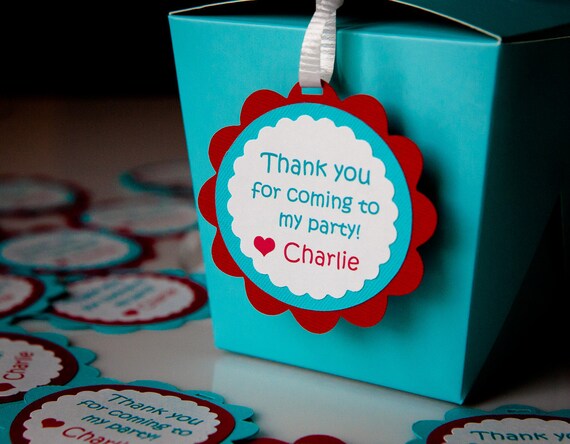 Favor Tag Birthday Gift Hanging Tags Thank you set of 24
