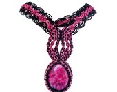 Magenta Macrame Necklace with Ruby Zoisite stone
