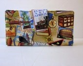 On Sale Handmade traveler wallet around the world, all aboard, vegan