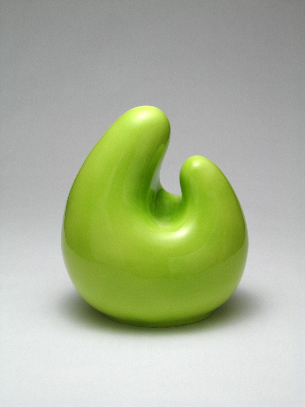 Bright Green Abstract Modern Ceramic Sculpture pop Art fine Art studio Handmade