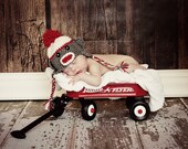 Sock Monkey Bluebird Earflap Hat