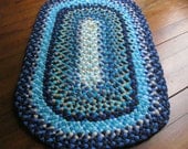 Made To Order-Shades of Blue Oval Braided Rug from upcycled cotton
