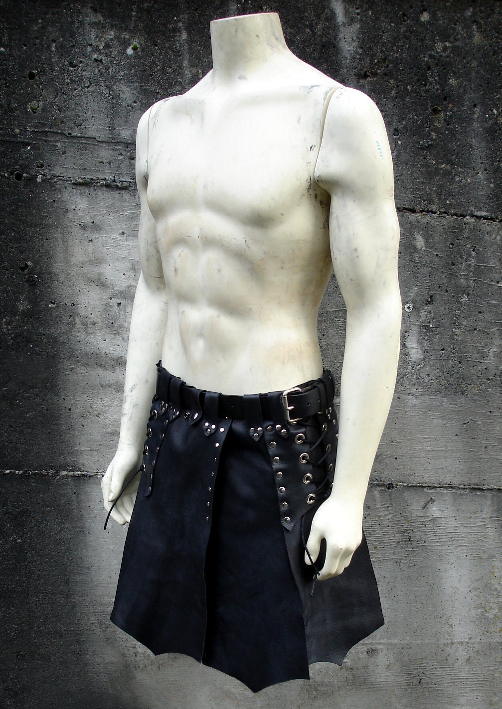 Men's Handmade Leather Faux Kilt