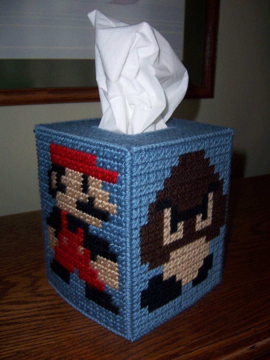 Pattern, Needlepoint, Plastic Canvas, Super Mario Brothers Tissue Box Holder, PDF