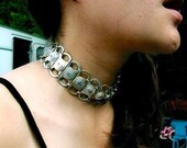 mixed metal ring pull tab Choker Necklace