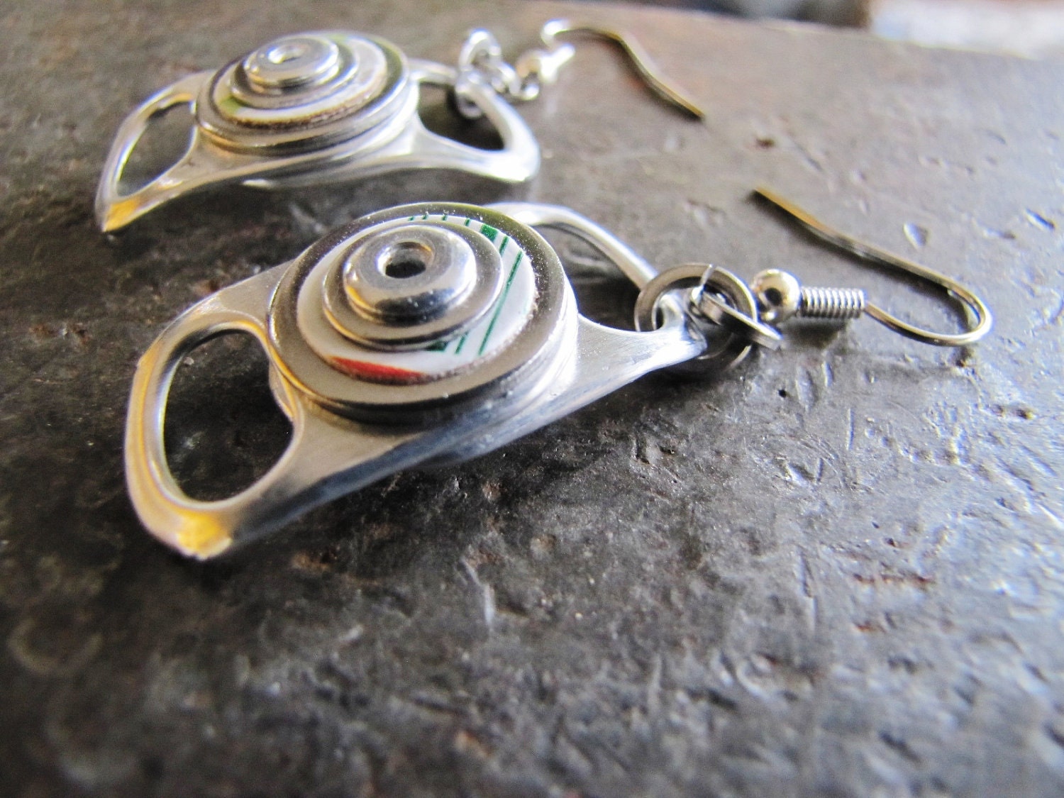 Pull ring dangle earrings, upcycled, autumn fashion
