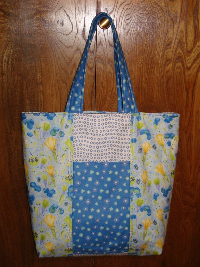 Blue Print Reversible Tote/Travel/Market Bag FREE SHIPPING, FREE Origami Card Case