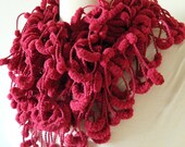 EtsyXO Sale Pompom Scarf - Super Soft Fashion Scarf - Light Burgandy