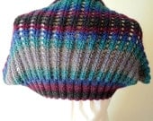 Shrug Borelo Stole Wrap - Multi Color Wool - Green, Blue, Purple, Gray