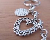 Silver-tone Scroll Heart Charm for Bookmark Keychain Necklace Bracelet by Kristin Victoria Designs