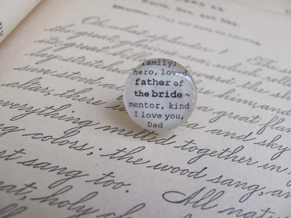 Father of the Bride Tie Tac/Lapel Pin Wedding by Kristin Victoria Designs