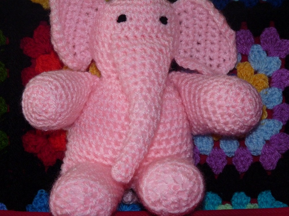 Crochet Elephant, Soft Toy, Plush, Amigurumi, Pippa the Pink Elephant