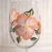 Wine Glass hand painted with peach flowers