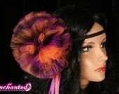 Halloween Pom pom headband tutu tulle hair bow pompom balck purple orange witch perfect for children and adults -- Enchanted