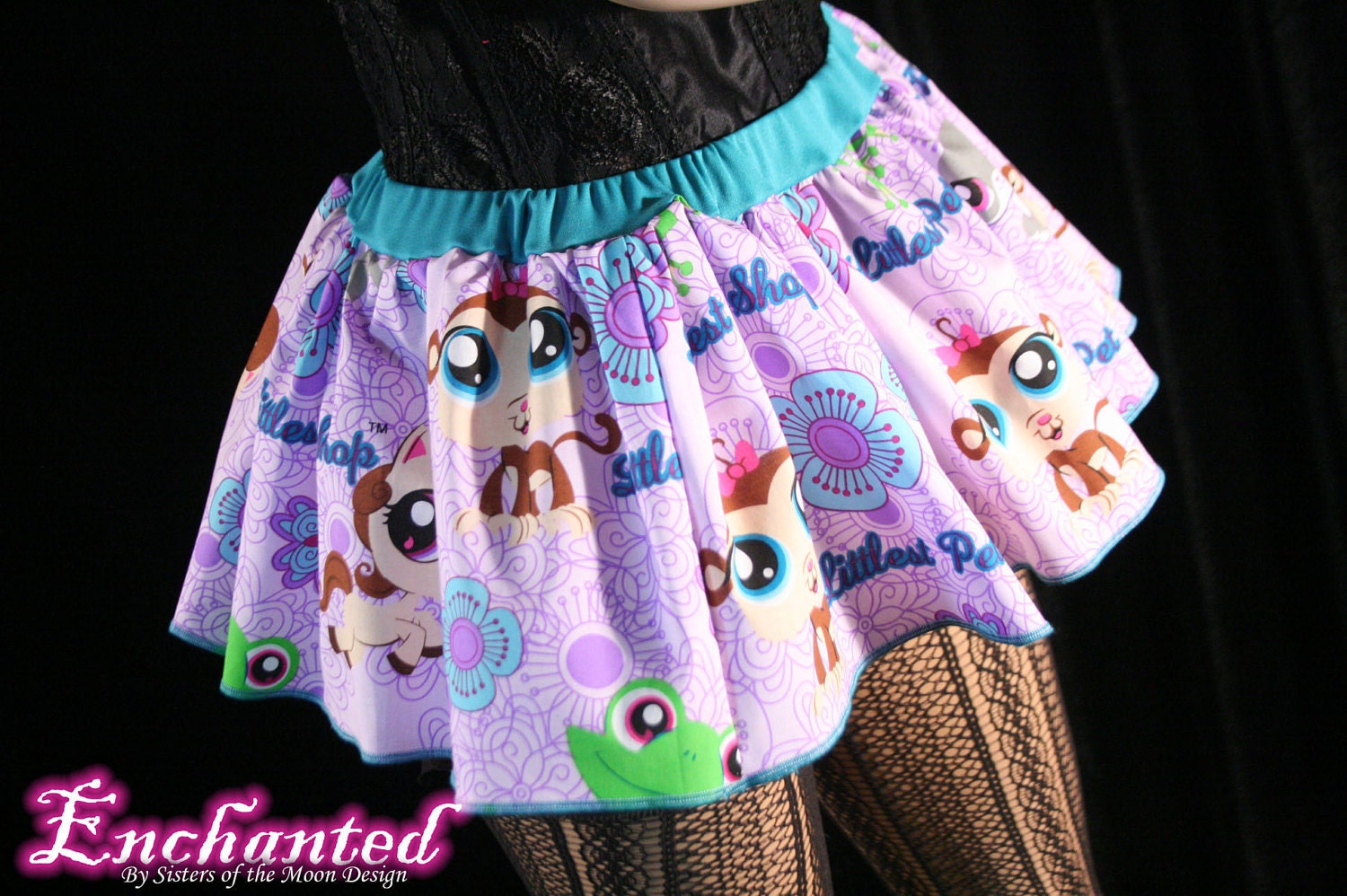 little pets micro mini skirt Adult tutu topper circle skirt roller derby purple turquoise  -- You chose size -- SistersEnchanted