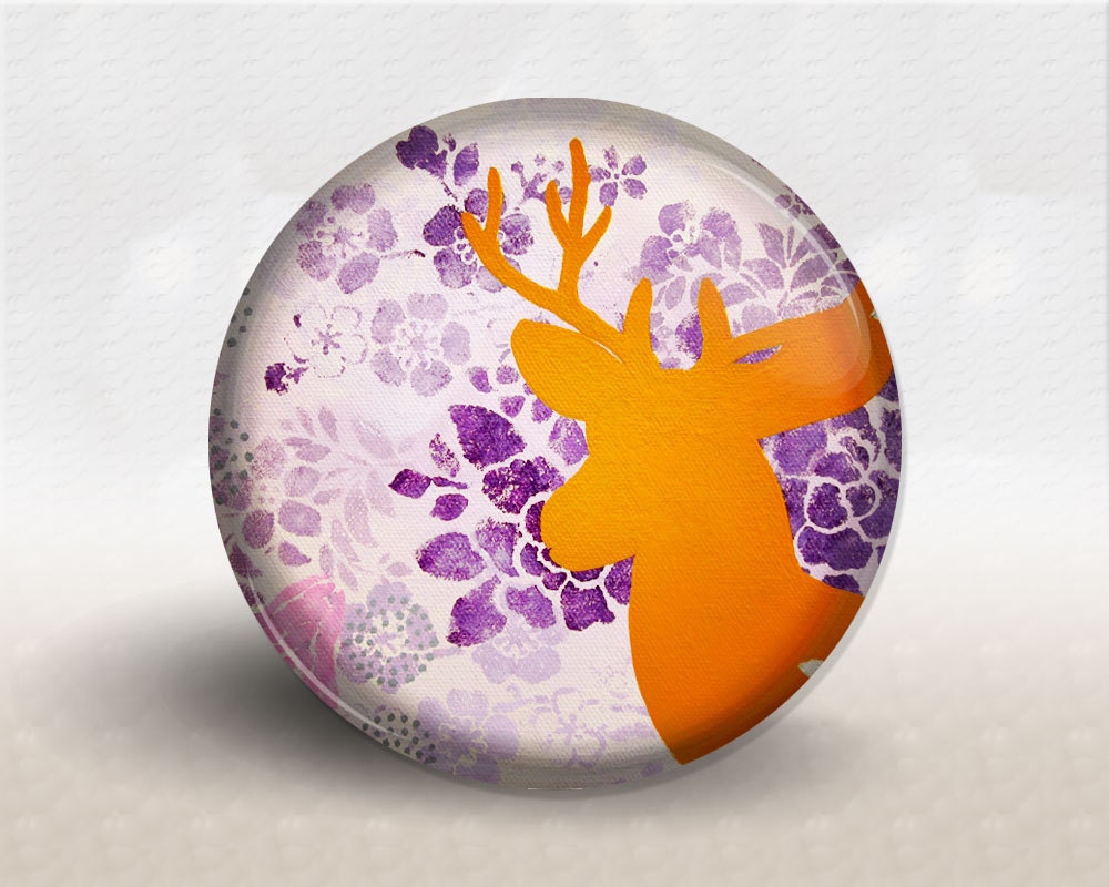 Woodland Deer Pocket Mirror, Flowers Purple Pink Yellow