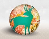 Deer Pocket Mirror, Back to School, Party Favor, Wedding Favor, Teal and Coral