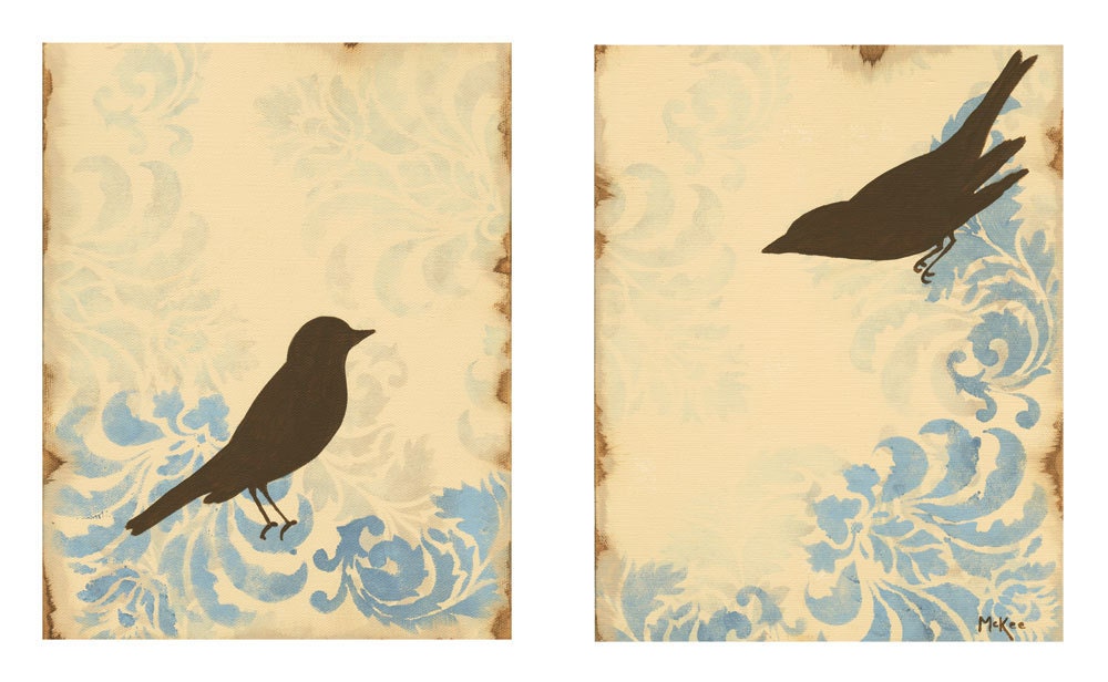 Love Bird Prints, Home Decor, French Country, Cottage Chic, Shabby, 11 x 14 inches