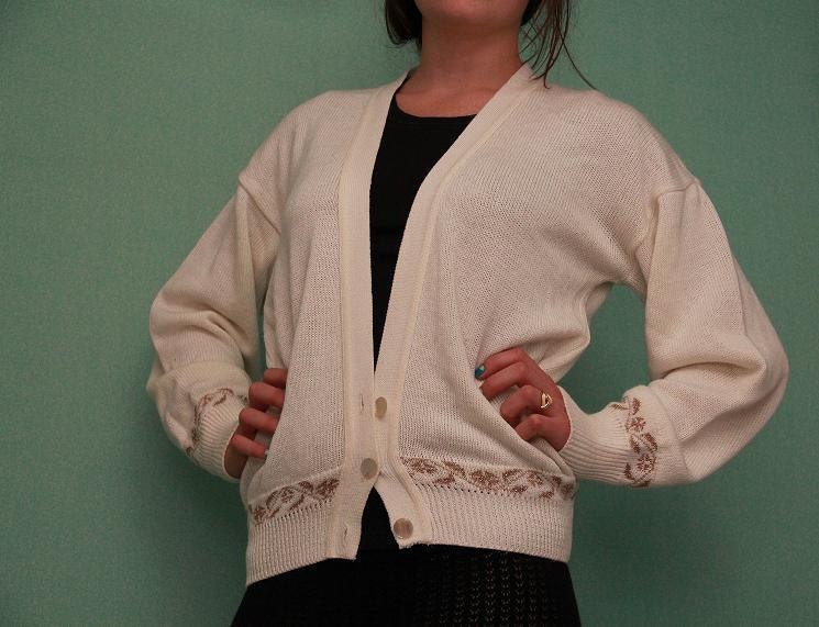 Vintage Button-Up Cardigan with Gold Accents (Women's Size M) ON SALE