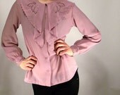 Vintage Lavender Blouse with Doily Style Collar