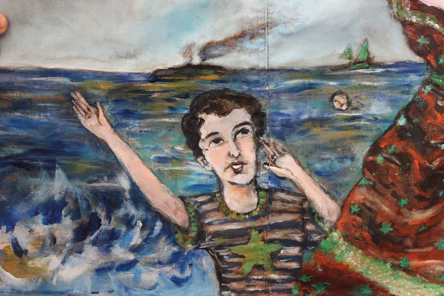 Neutral Milk Hotel: in the aeroplane over the sea - Hand-Painted on a high waist Calvin Klein skirt