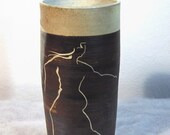 Running Woman Sgraffito & Masking Designed 1950s Vase signed Gardiner