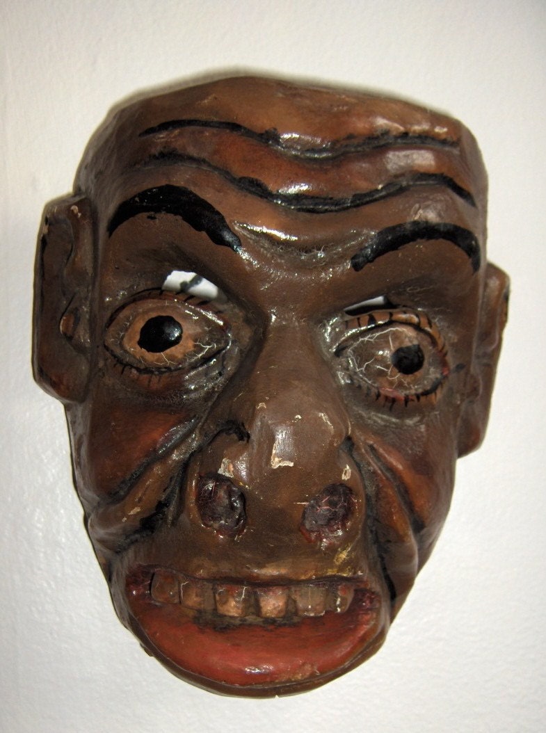 Wonderful Hand Carved Folk Art New Orleans, Rio Grande, African Face Mask