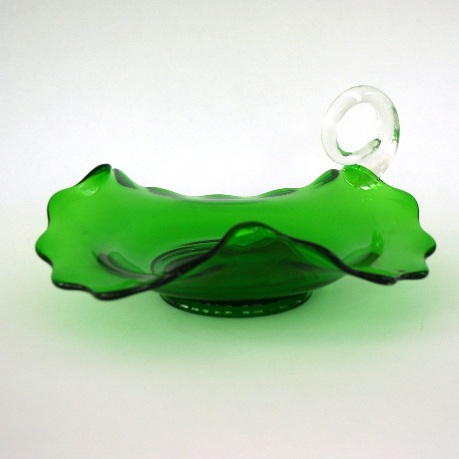 Vintage Glass Leaf Candy Bowl. Dish. Serving Tray. Mints. Nuts. Emerald. Wedding Gift. Vestiesteam. Spring Green Home Decor.