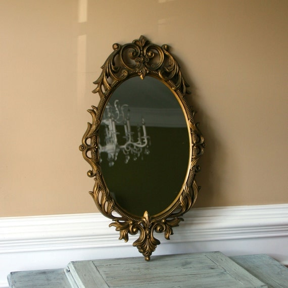 Gold Mirror. RESERVED. Home Decor. Vintage Gold. Hollywood Regency. Eclectic. Bohemian. Ornate. Golden. Dining Room. Living Room. Bathroom.