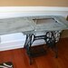 SALE. Sewing Machine Table. Cottage Chic Beach House. Grey Blue Entryway. School Desk. Singer Treadle. Farmhouse Rustic. Industrial.